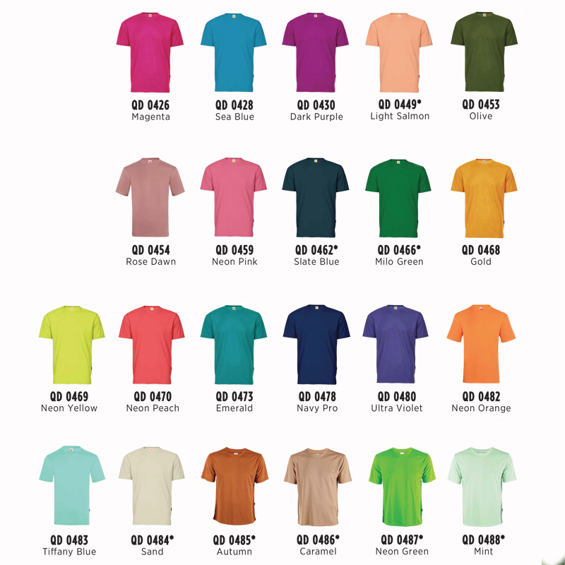 QD04 Plain Colour Quick Dry Round Neck Short Sleeve T Shirt